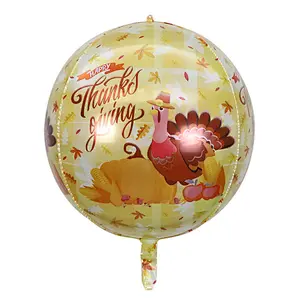 2022 New Design 22inch 4D Round Thanksgiving Day Foil New Year Balloons Globos Happy New Year Party Decorations
