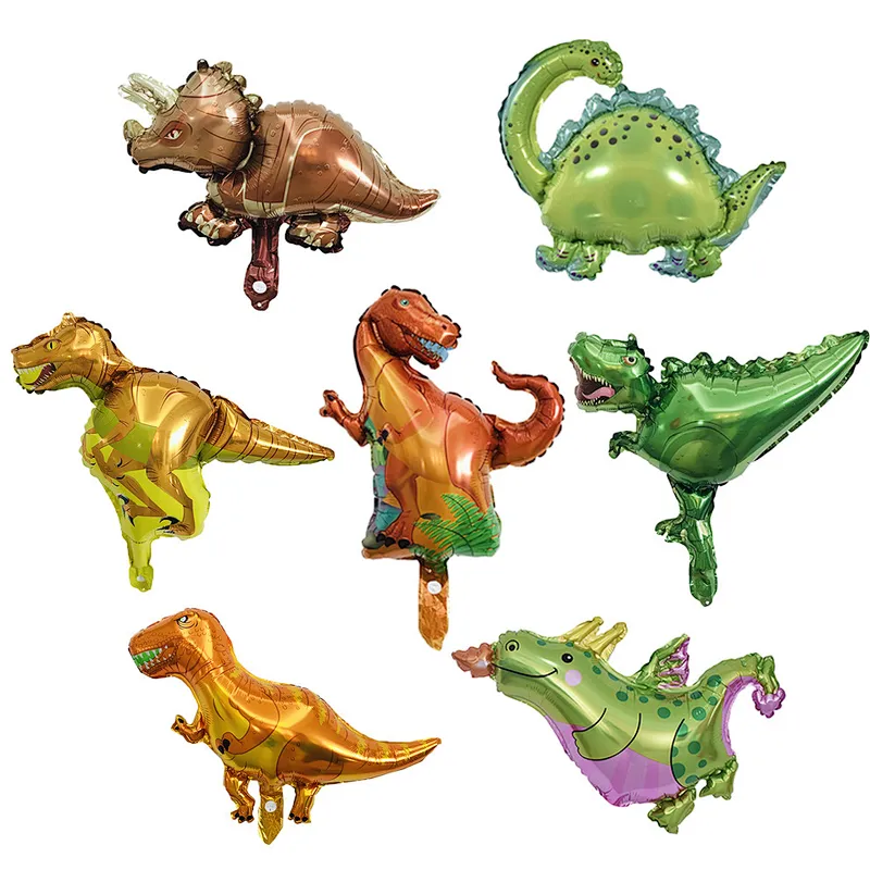 3D Waking Cartoon Dinosaur Shaped Standing Animal aluminum Foil Balloons tyrannosaurus For Children Birthday Toys party supplies