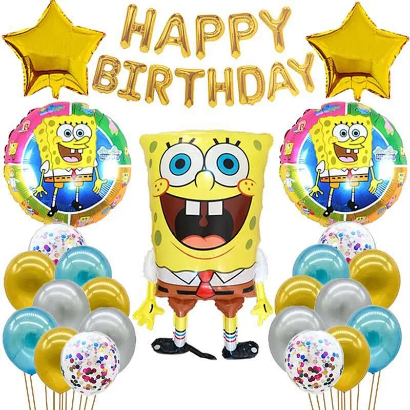 Cartoon Character SpongeBob Birthday Decoration Balloon Set Kids Toy SpongeBob Foil Balloon For Birthday Party Show Decoration SpongeBob Balloons