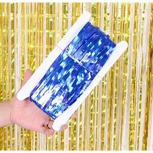 New arrive 1*2m Rainbow Colorful Foil Fringe Metallic Curtain Tassel Ceremony Background Tassel Birthday For Party Decoration