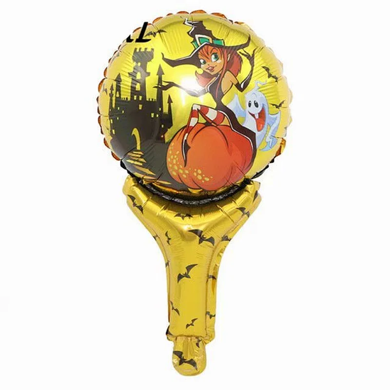Halloween party toy hand stick cartoon pumpkin pat stick child hand stick foil balloon