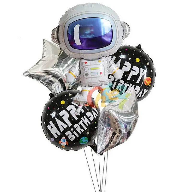 5Pcs Astronaut Rocket 4D Earth Balloons Kids and Baby Globos Decoration Birthday Party Supplies Boy Gifts Helium Baby Shower Toy