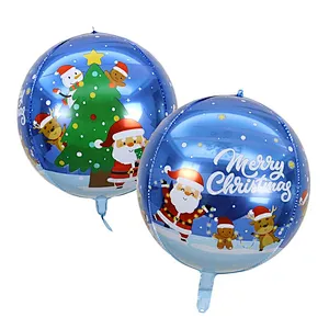Wholesale Christmas Decoration Balloons 22 Inch 4D Merry Christmas Round Foil Balloon