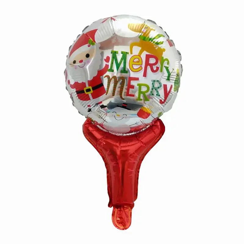 Christmas Santa Claus Snowman Foil Balloons Cartoon Handheld Stick Hand Stick Balloon Wholesale