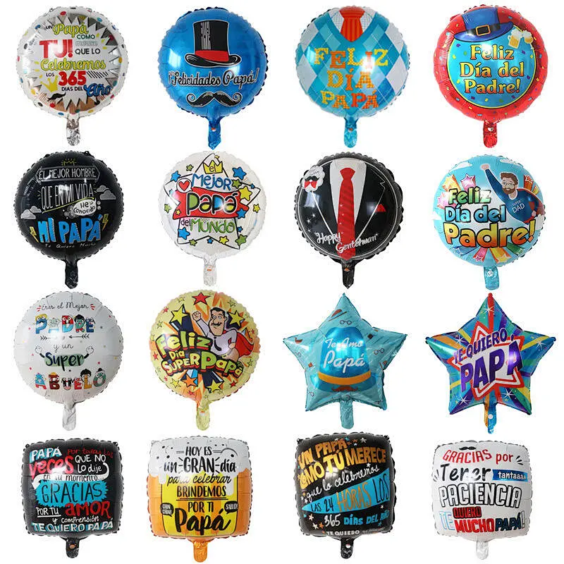 Spanish 18 Inch Super Papa Father's Day Balloon Feliz Dia Papa Foil Balloon For Party Father's Day Decoration