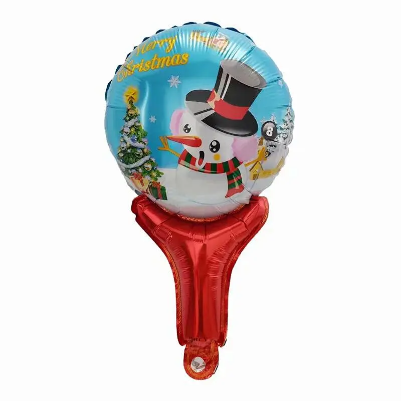 Christmas Santa Claus Snowman Foil Balloons Cartoon Handheld Stick Hand Stick Balloon Wholesale