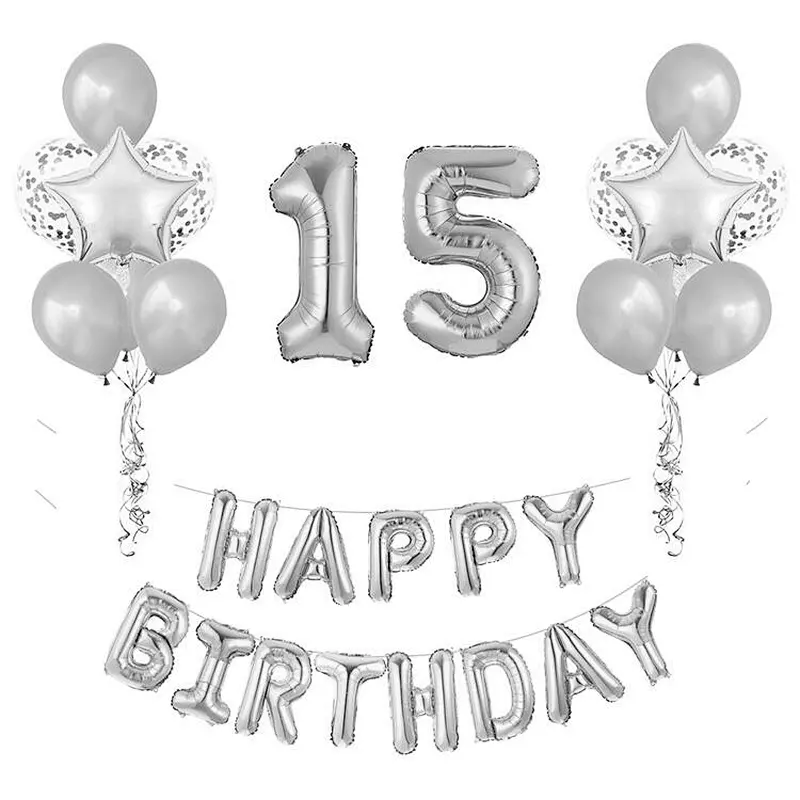 New Amazon Hot Sale 15 18 20 21 25 30th Number Happy Birthday balloon Letter Aluminum Foil Letter Balloon Set