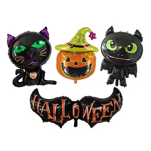 OEM Halloween Party Cartoon Foil Balloons Cute Human Skeleton Ghost Pumpkin shape Halloween Helium Balloons For Decoration