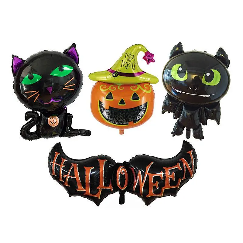 OEM Halloween Party Cartoon Foil Balloons Cute Human Skeleton Ghost Pumpkin shape Halloween Helium Balloons For Decoration