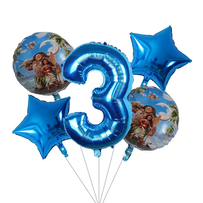 Hot Sale Cartoon Character Moana Maui Foil Globos Helium Balloons Set For Marine Theme Party Kids Birthday Party Decoration