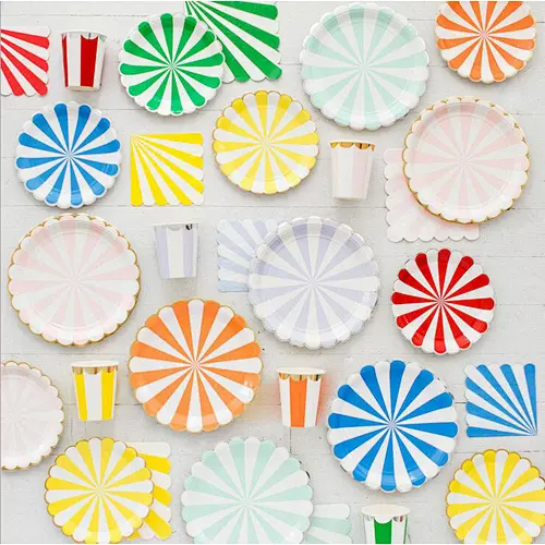 Disposable 8 Guests Paper Plates Napkins Cups Straws Children Birthday Party Supply Tableware Sets