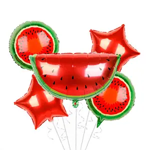 New Design 6Pcs/Set Fruit Foil Balloons Set Summer Fruit Theme Party Decoration Watermelon Pineapple Orange Shaped Balloons