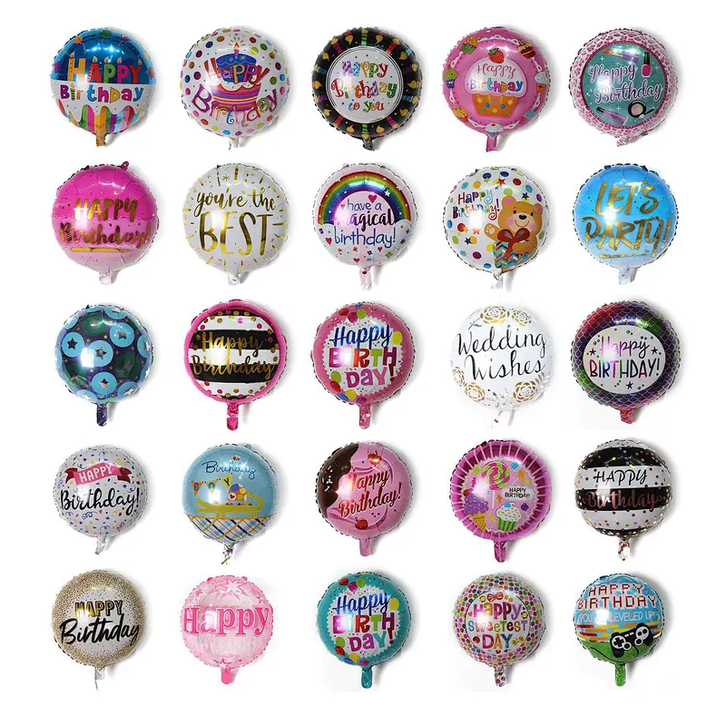 Happy Birthday Party Decoration Globos Fiesta 18Inch Round Shape Globos De Cumpleanos Happy Birthday Foil Balloons