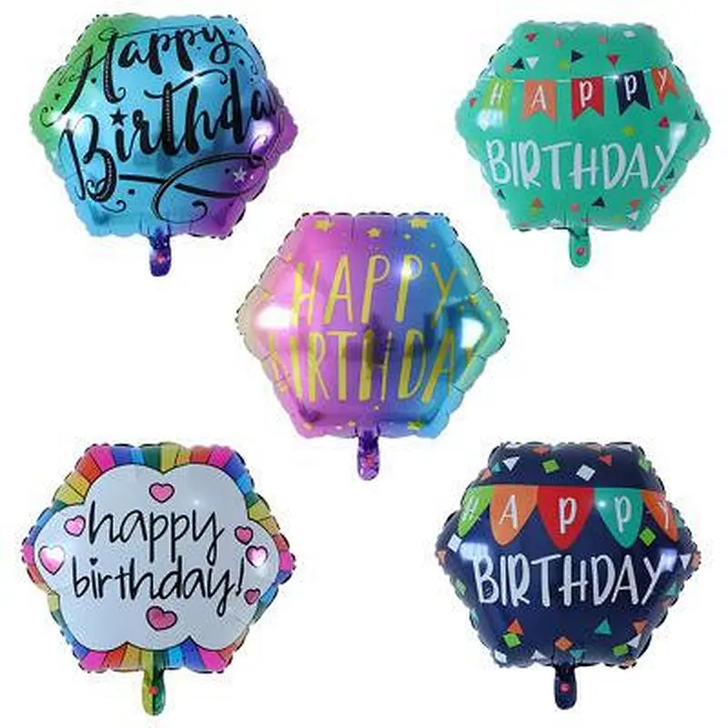 Wholesale Party Decorations Balloon Happy Birthday Hexagon Birthday Foil Balloon