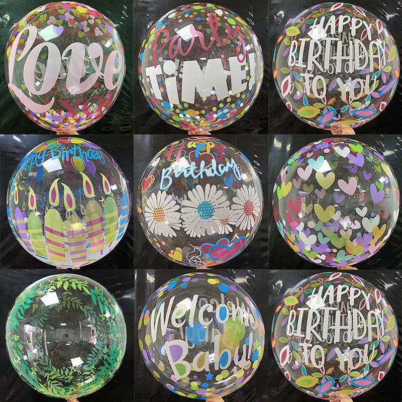 Hot selling huge candle leaf love pattern decoration birthday party 20inch baby shower transparent printing bobo ball