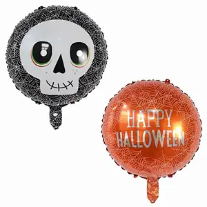 18 Inch Halloween Foil Balloon Witch Skeleton Pumpkin Head Aluminum Foil Balloon Happy Halloween Party Decoration