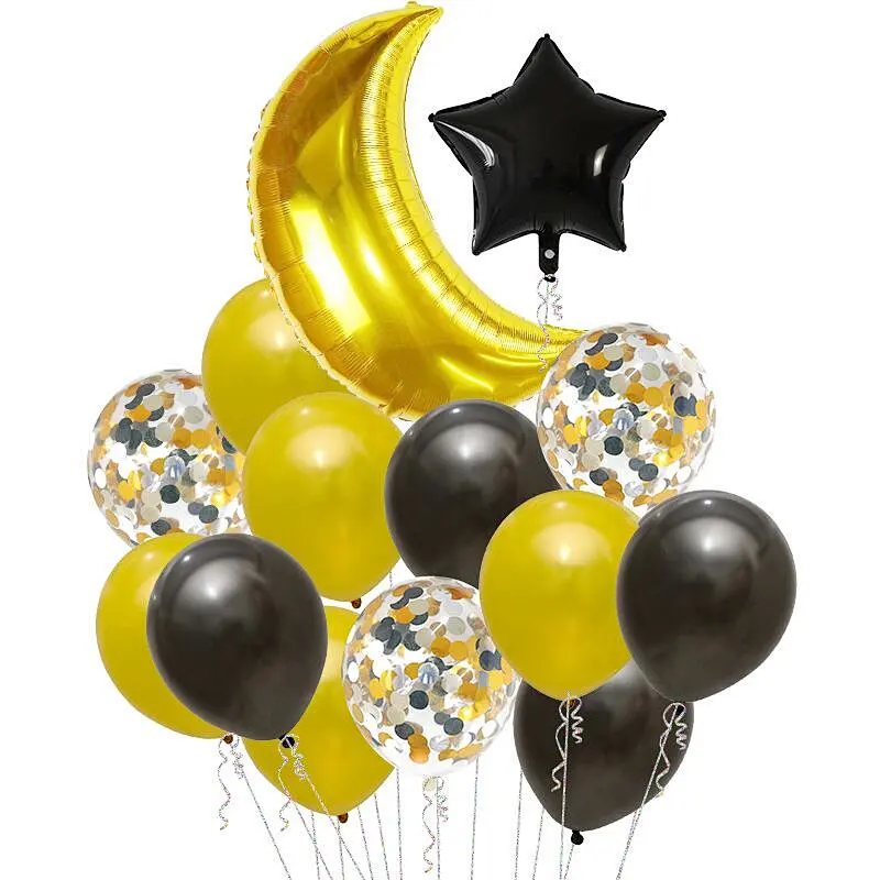 Wedding Birthday Party Decoration Balloon Set Foil Balloon Star Moon Latex Confetti Balloon Set