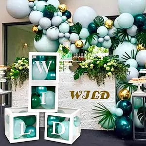 4PCS White Baby Shower Box Transparent Balloon set Gift gifts letter Boy Box For Baby Shower Decorations Birthday Party Supplies