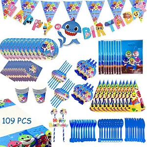 Party Cutlery Paper Cup Paper Tray Theme Baby Birthday Party Decoration Set
