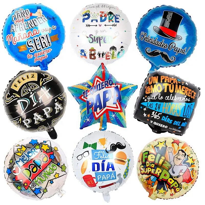 New 18inch Feliz Dia Papa Round Foil Balloons Spanish Super Father's Day Party Supplies Toy Birthday Party Decorations Air Globo