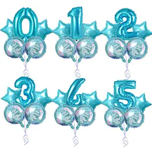 5Pcs Mermaid Birthday Balloon With 30 Inch Number Balloon Set For Birthday Party Hanging Decorations Mermaid Theme Foil Balloons