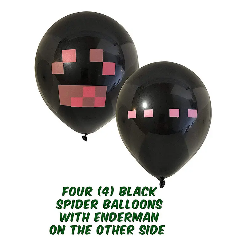 Pixel Game Party Theme Decoration Supplies Miner Player Ghost Spider Latex Balloon Set