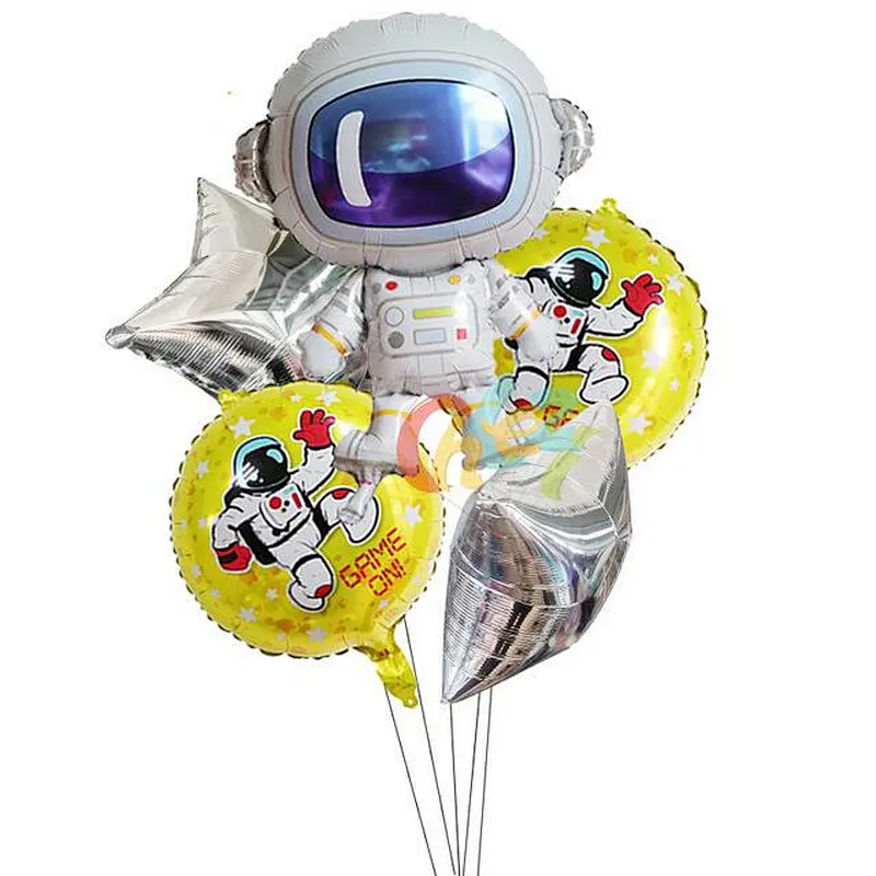 5Pcs Astronaut Rocket 4D Earth Balloons Kids and Baby Globos Decoration Birthday Party Supplies Boy Gifts Helium Baby Shower Toy