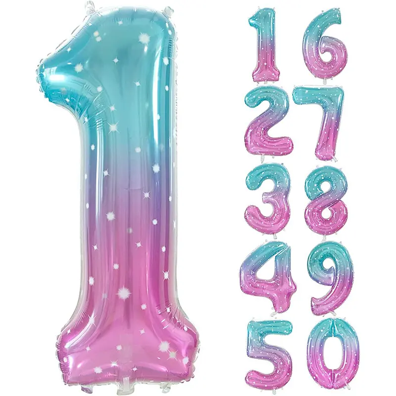 jelly Color Number Balloon 40inch Digital Aluminium Foil Balloons For Birthday Party Decoration Globos De Numero