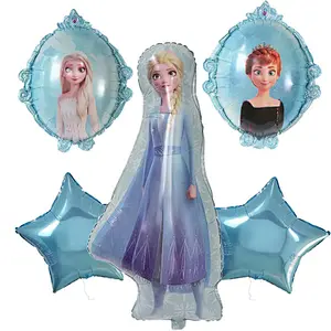 5pcs/ Cartoon Frozen Disney Princess  Carton  Foil balloon For Baby Girl Shower  Birthday Party Decoration