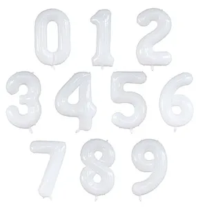 White color Number Balloon 40inch Digital Aluminium Foil Balloons For Birthday Party Decoration Globos De Numero