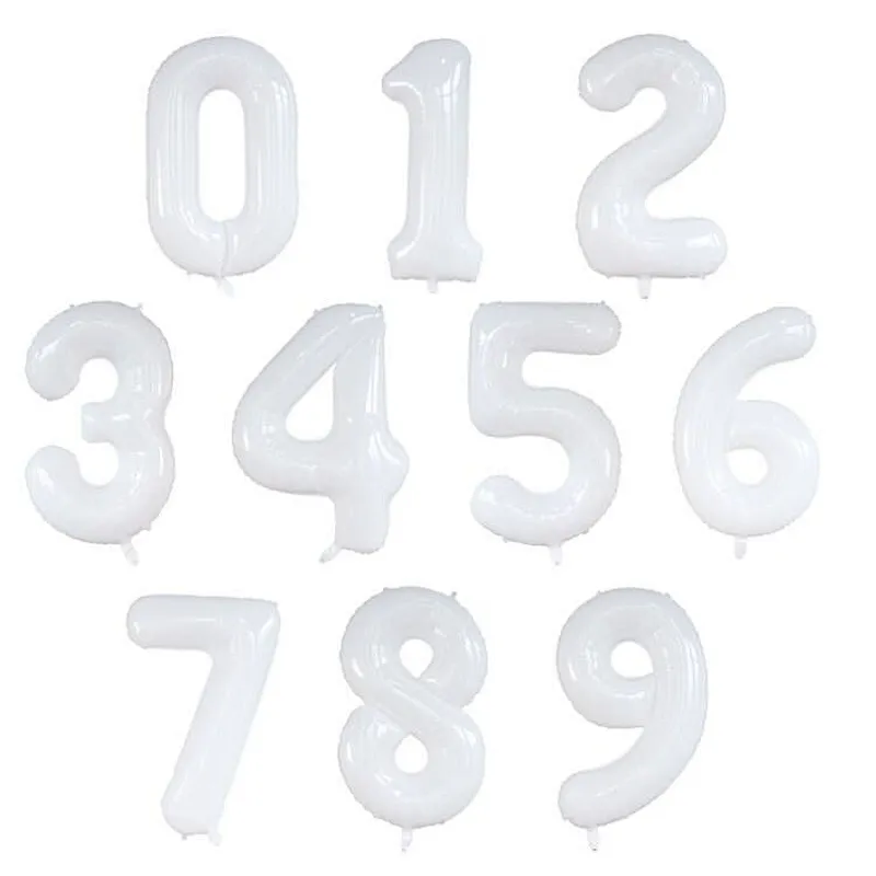 White color Number Balloon 40inch Digital Aluminium Foil Balloons For Birthday Party Decoration Globos De Numero