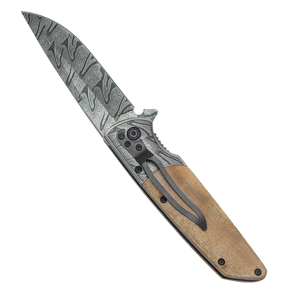 Engraved Wood Pocket Knife