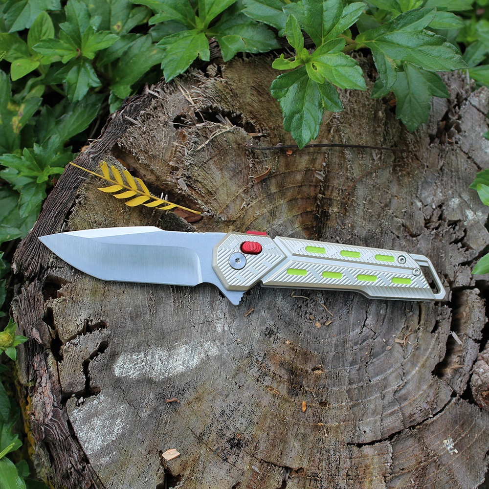 best knife for camping with raw stonewash steel blade