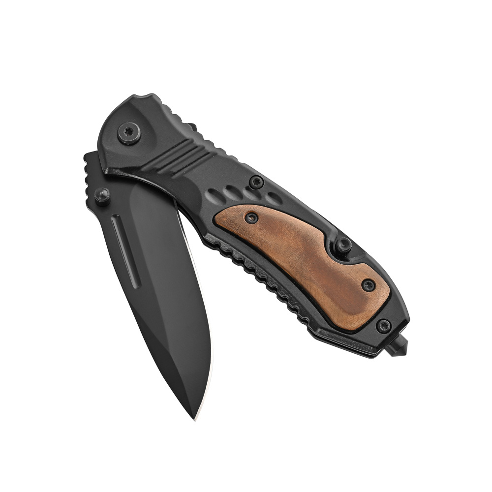 wood handle pocket knife with glass breaker