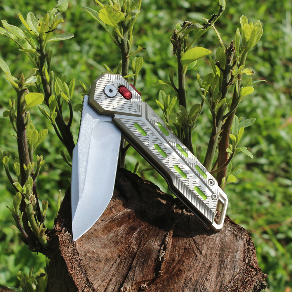 best folding camping knife close-up blade detail