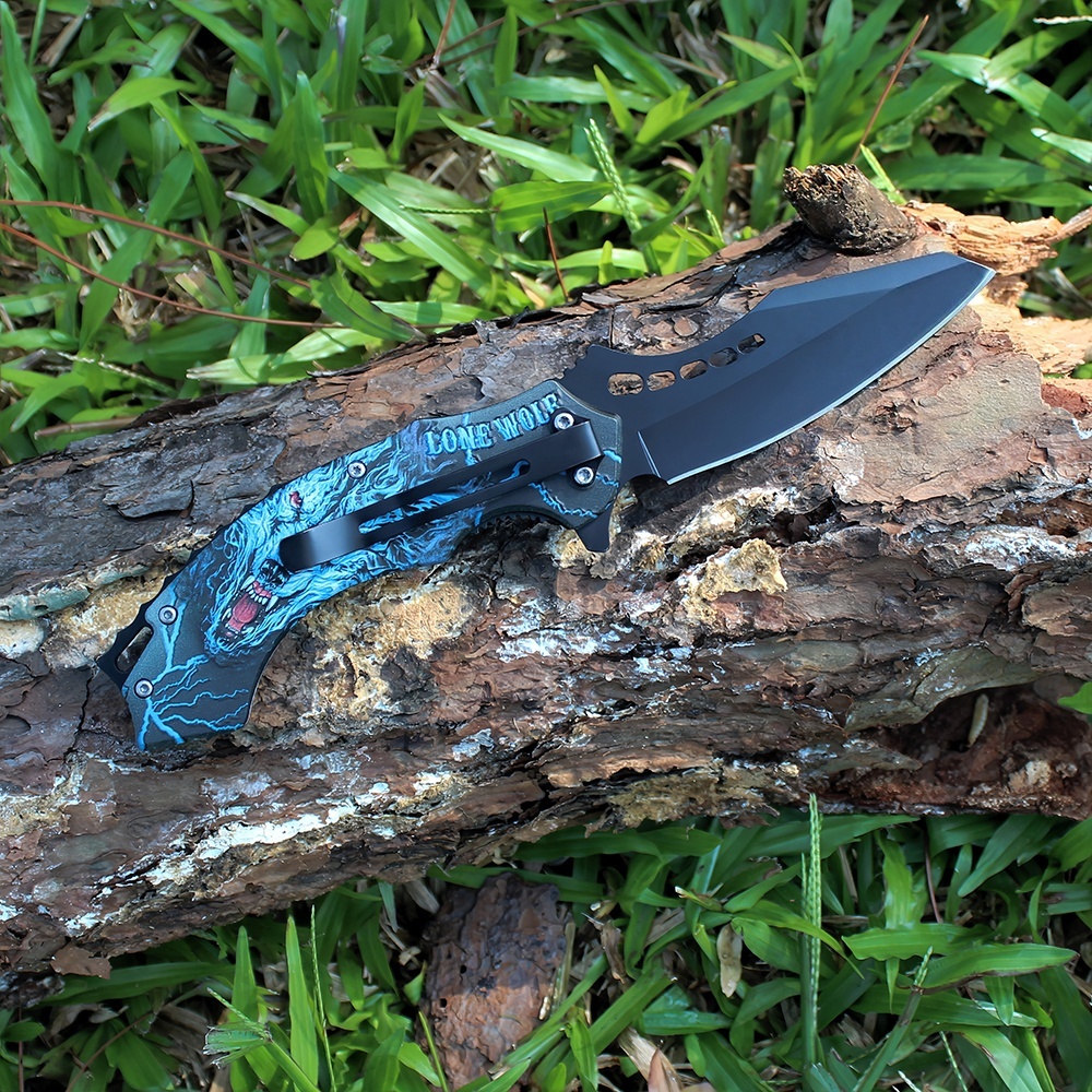 aluminum handle folding knife with belt clip for easy carrying