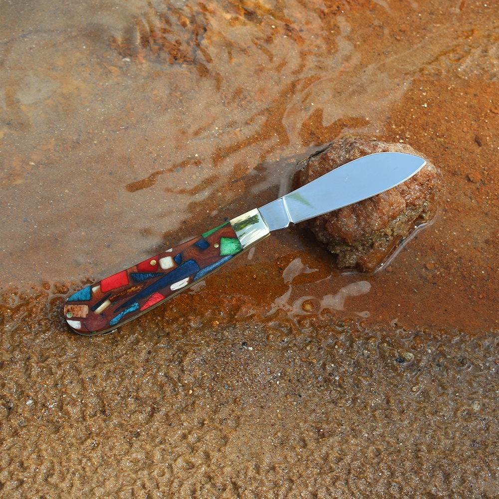 bone handle edc knife back viewed