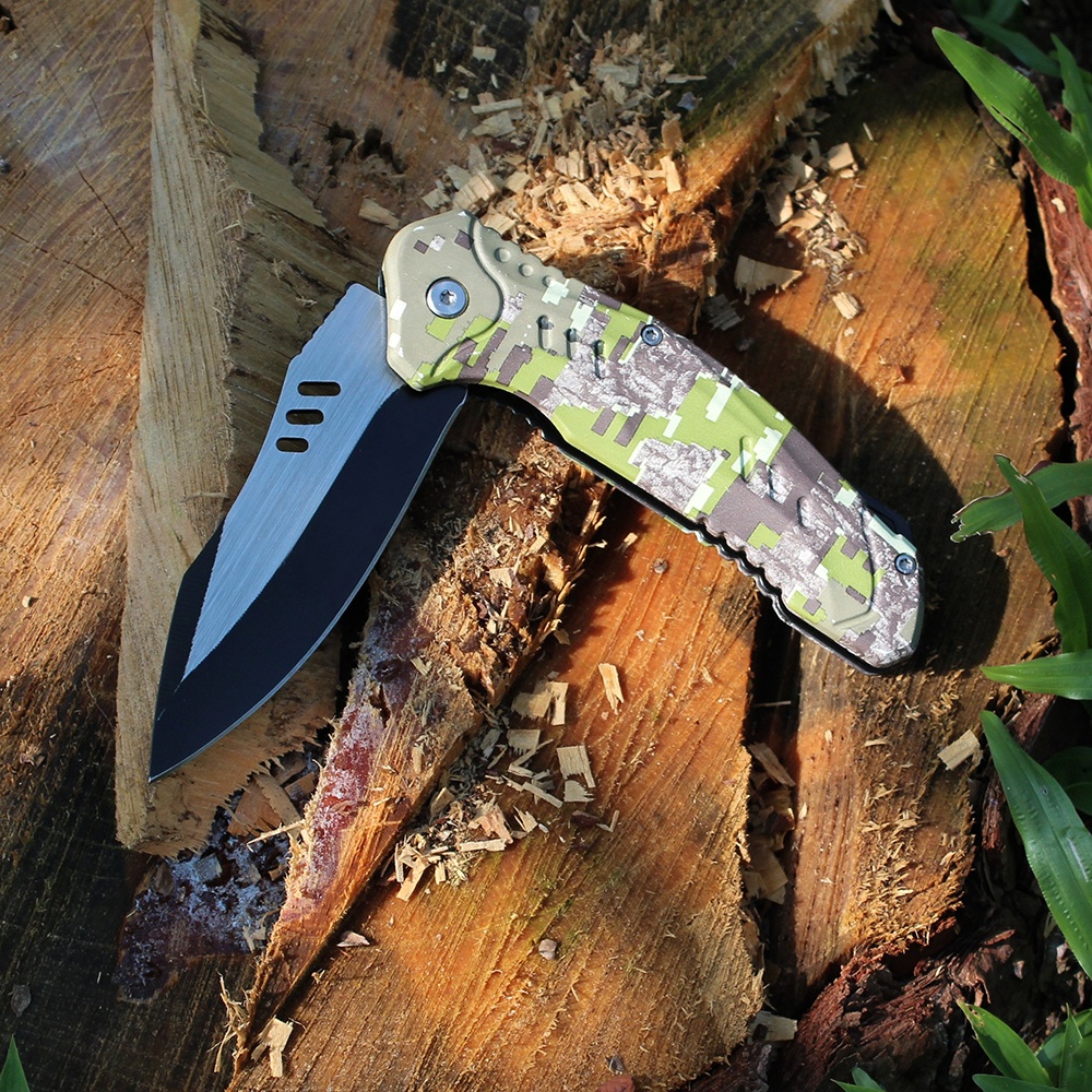 abs handle hunting knife close viewed