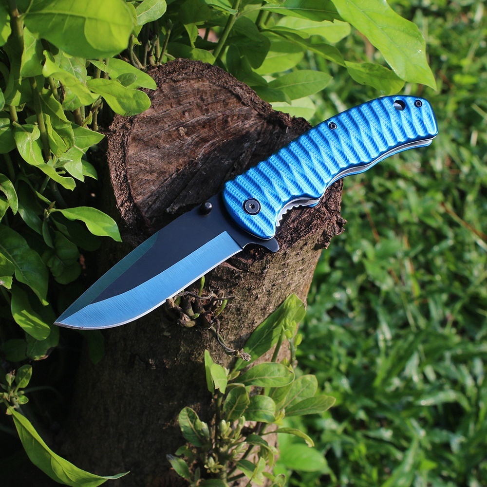anodized aluminum handle bushcraft camping knife
