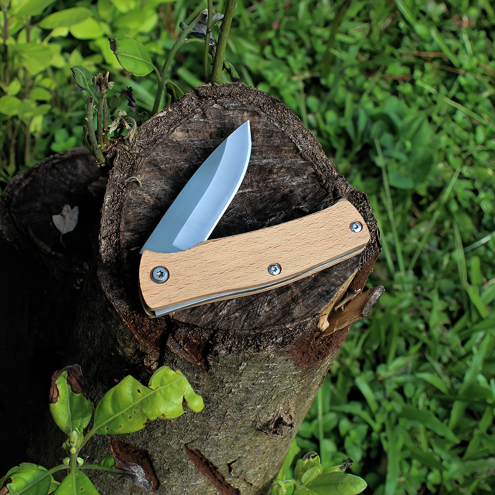 small edc knife wood handle folding pocket knife for men