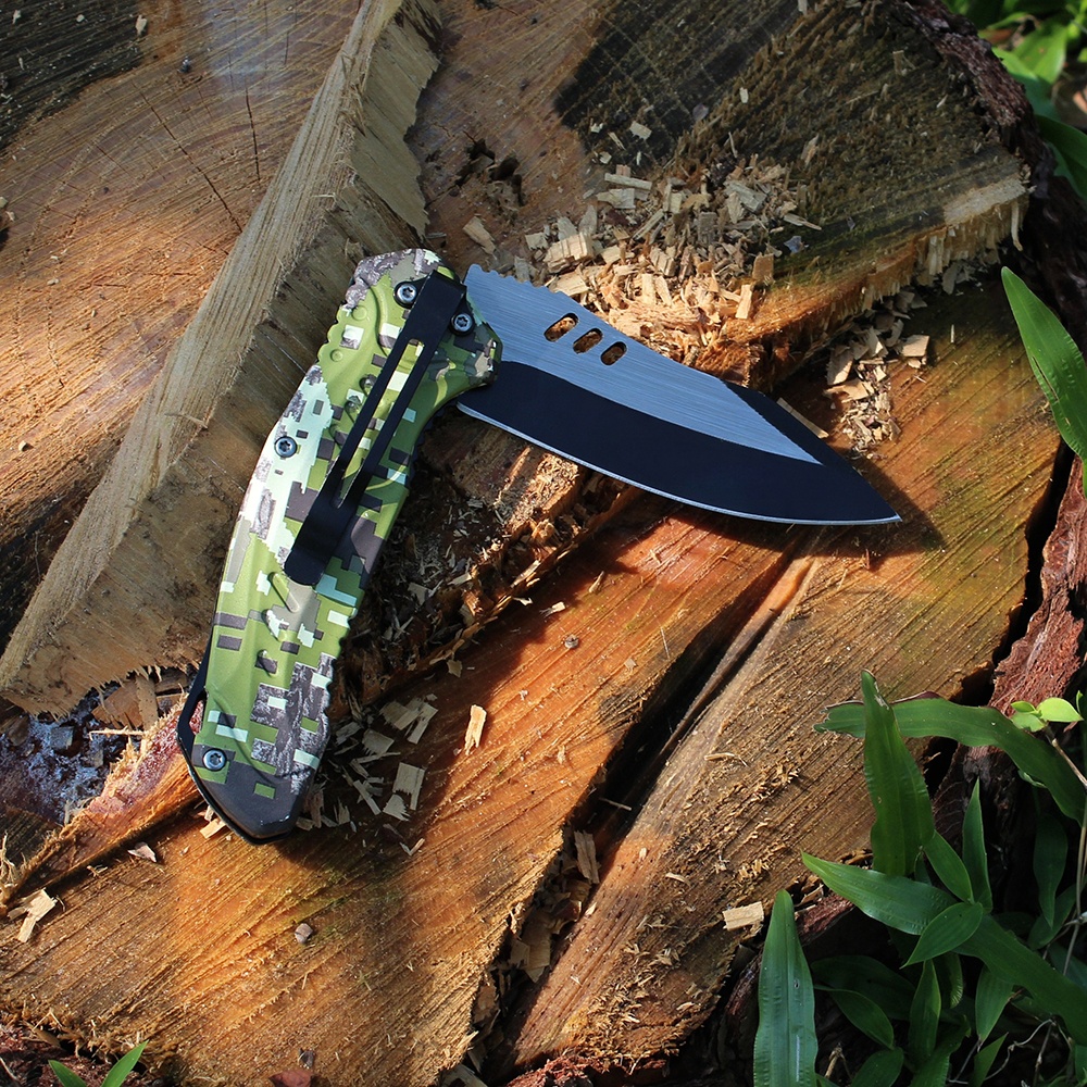 folding hunting knife back viewed