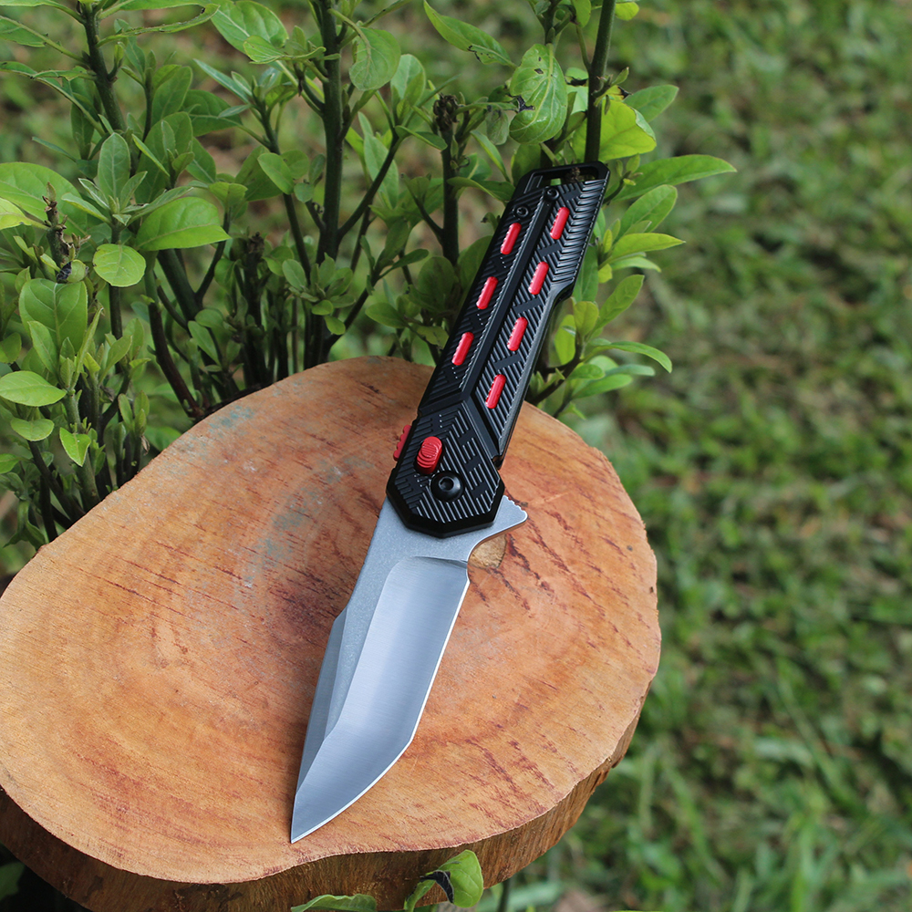 folding survival knife raw stonewash blade