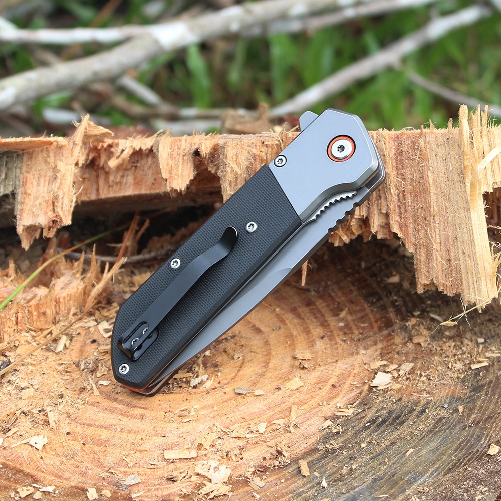 g10 handle pocket knife with back clamp