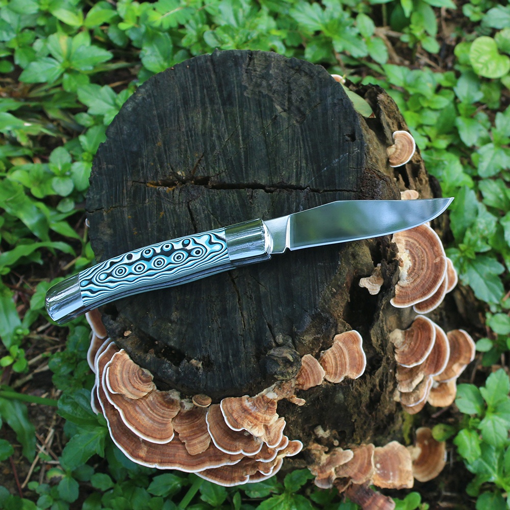 micarta handle pocket knife back viewed outdoor background