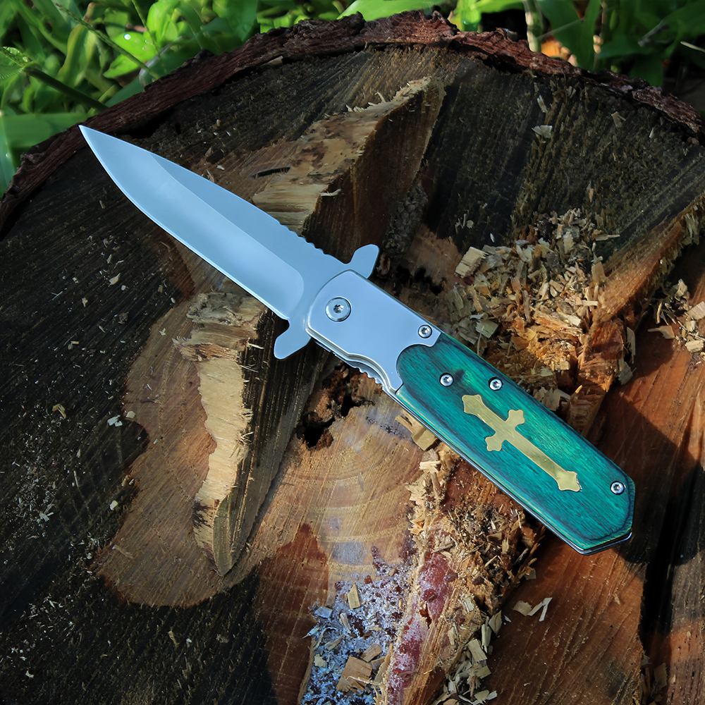 color wood handle wilderness survival knife
