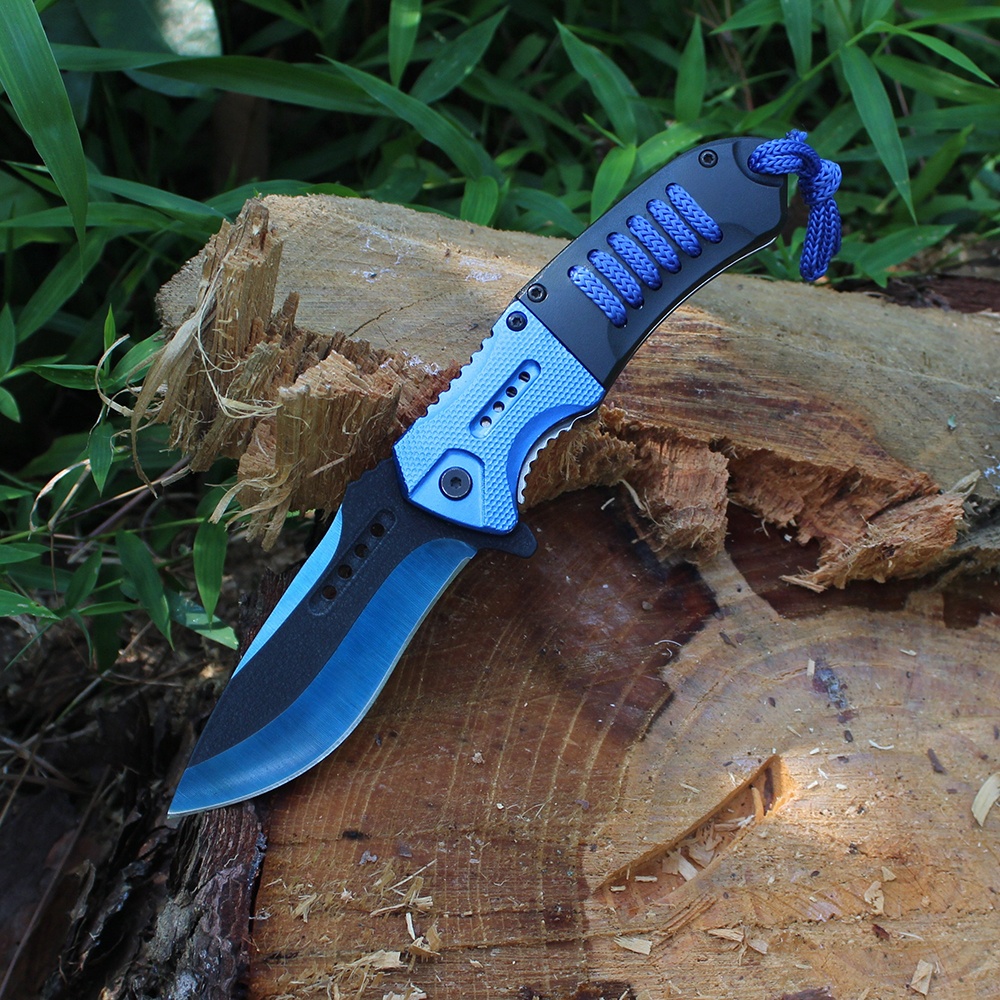 assisted opening pocket knife with abs handle rope