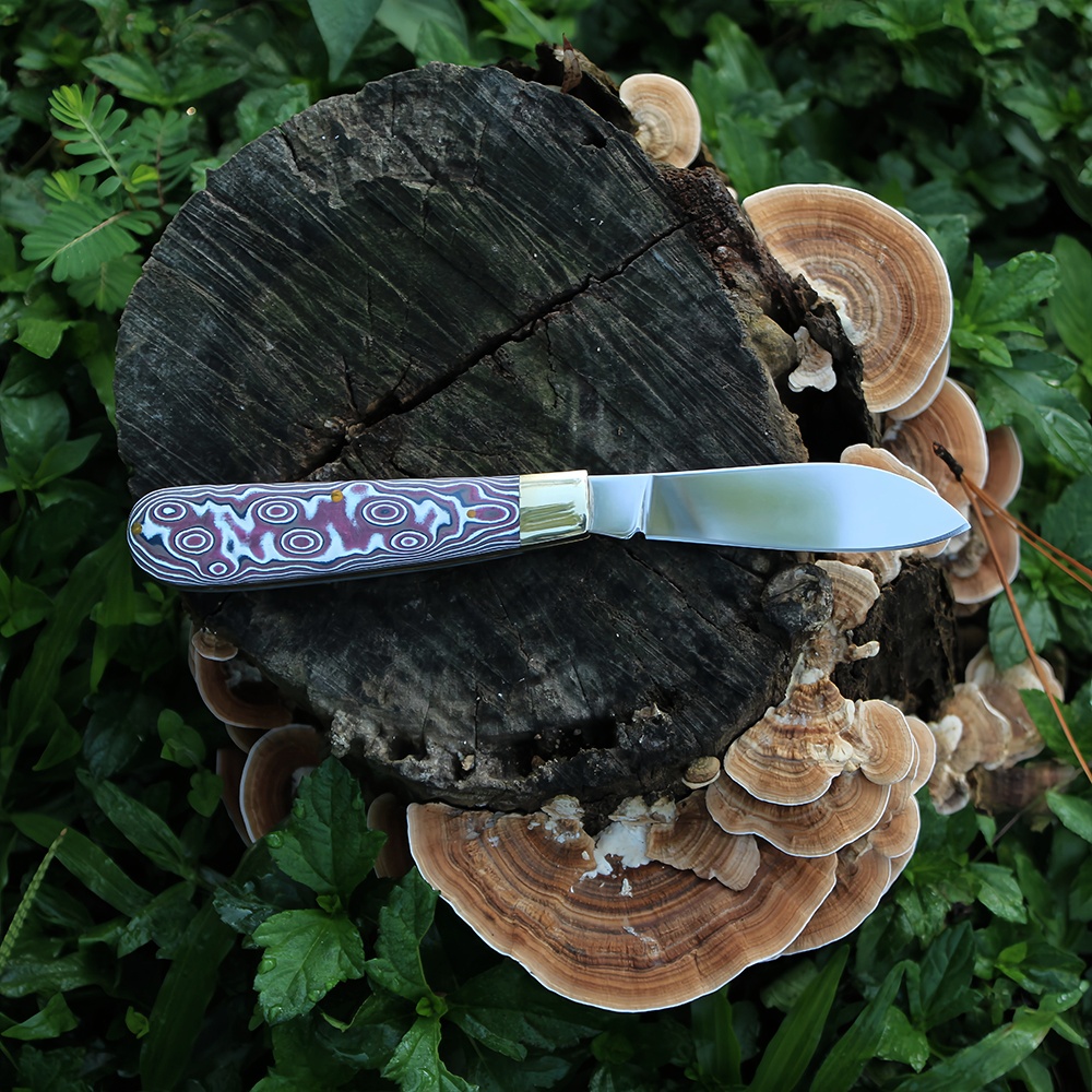 micarta handle folding knife back viewed