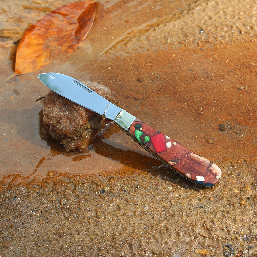 folding edc knife with mirror blade
