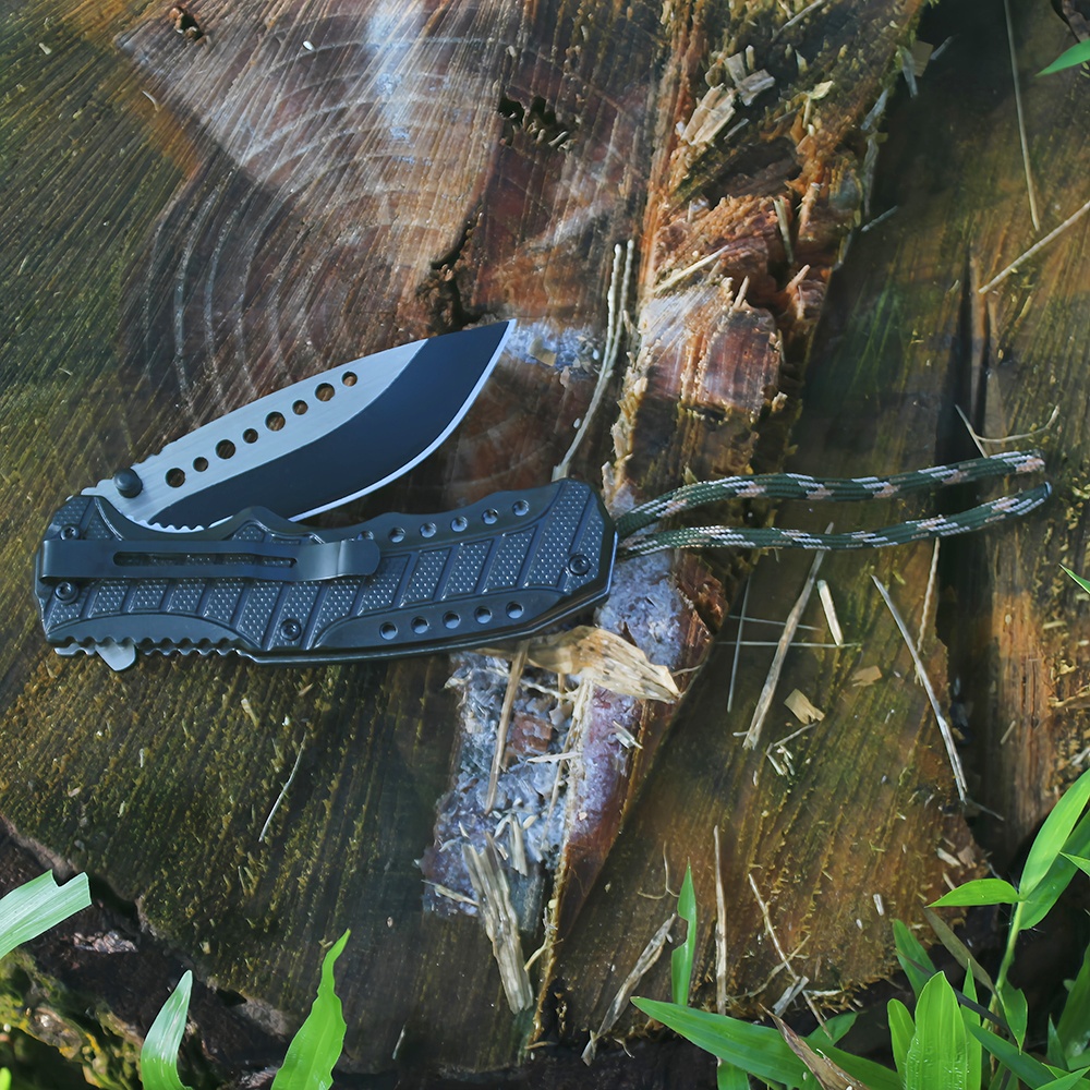 stainless steel camping knife for survival with non slip grip