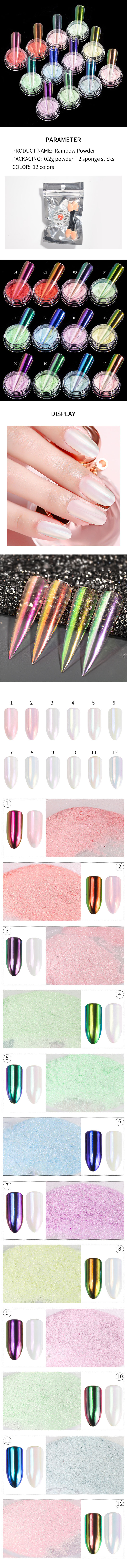 Hot Sell Rainbow Color Pigment Neon Magic Nail Laser Powder
